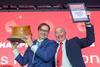 Scottish Bakers - McCaskies Butcher & Café MD Nigel Ovens (left) and former James Pirie & Son owner Alan Pirie celebrate winning the 2025 World Championship Scotch Pie Awards