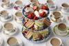 Selection of sandwiches on an afternoon tea stand