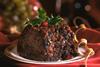 Christmas pudding with holly on top