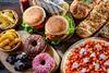 Pizza, burgers, and doughnuts