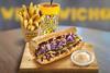 Which Wich loaded BBQ pork sandwich with fries and a drink