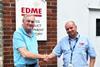 Edme - Mark Hodson (left) shakes the hand of new MD Andrew Shentall - 2100x1400
