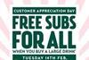 Free subs from Subway for Valentine’s