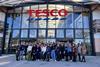 Tesco - Representatives from companies joining third latest cohort of the Tesco Accelerator programme stand outside Tesco HQ in Welwyn Garden City, Herts.
