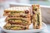 A vegetarian toasted sandwich on a plate