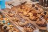 Stuffed cookies on a wooden board