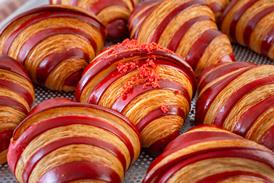 Striped raspberry croissants