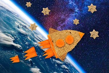 Sandwich rocket on space background