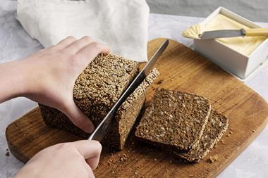 Rye bread being sliced