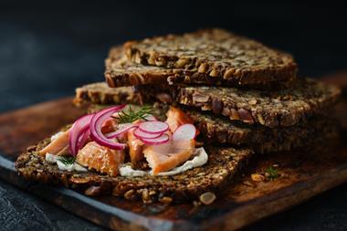 M&S Super Oaty Bread topped with cream cheese and smoked salmon