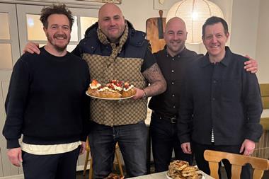 Public founder Raffaele Russo (left), MD Dave Hallam (second right), and operations director Jim Phillips (right), stand with ALB founder Arran Bailey - 2100x1400