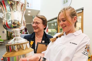 Coleg Cambria - Ella Muddiman sees her name engraved on the prestigious Hugh Weeks Award trophy