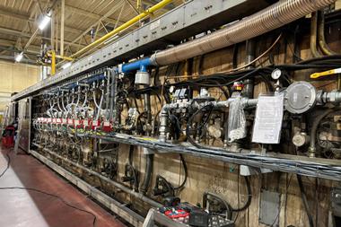 AMF Den Boer - Zone 2 of the commercial oven retrofitted with 12 hydrogen burners (left side with red components)