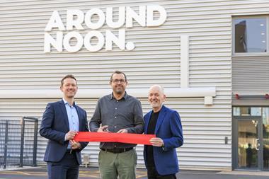 Around Noon -  CEO Gareth Chambers (left), operations director Wesley Jenkins (centre), and chairman Howard Farquhar stand outside the company's new Slough facility
