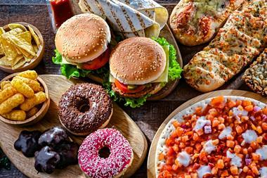 Pizza, burgers, and doughnuts