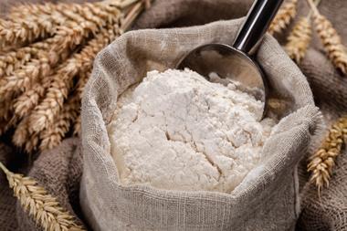 Wheat flour in a hessian bag