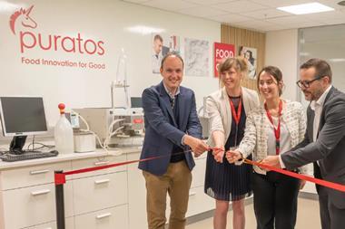 Paul Baisier (left), chief R&D officer at Puratos, joins colleagues in opening the new Flour Competence Centre in Belgium - 2100x1400