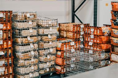 Good-to-eat waste bread is stockpiled in a Fareshare warehouse ahead of redistribution via local charities.  Fareshare 2100x1400