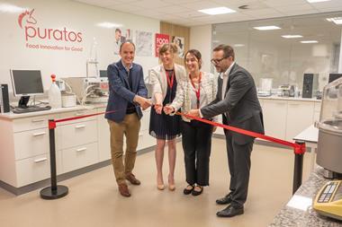 Puratos - Paul Baisier (left), chief R&D officer at Puratos, joins colleagues in opening the new Flour Competence Centre in Belgium