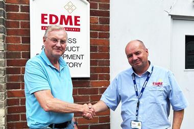 Edme - Mark Hodson (left) shakes the hand of new MD Andrew Shentall - 2100x1400