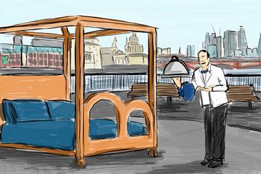 Sketch of the giant bed to be installed at London's Southbank as part of Bertinet Bakery's marketing campaign