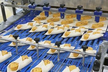 A Form & Frys machine shaped diamond pocket pastries on a production line  2100x1400