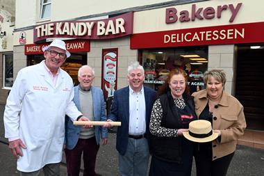 Kandy Bar Bakery - L-R Stephen McAllister, Jim McPhie, Craig McPhie, Rona McAllister and Lesley McPhie