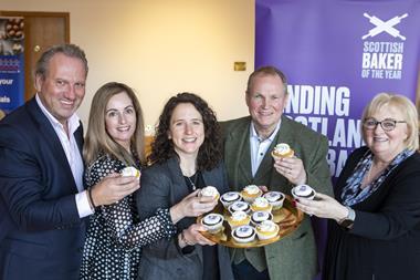 L-R Bako Group CEO Mike Tully, Scottish Bakers CEO Lesley Cameron, Cabinet secretary for Rural Affairs, Land Reform and Islands Mairi Gougeon MSP, former Scottish Bakers president Ian McGhee and, Michelle Phillips