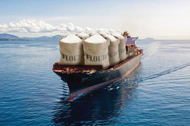 Flour on a ship for export