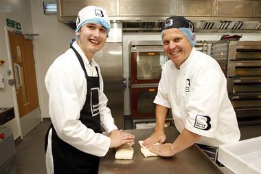 Dylan Needham and a trainee baker Shaun at Bread & Beyond