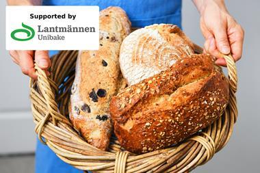A basket with different breads in it