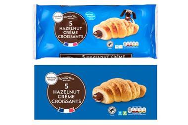 Lidl - Hazelnut Crème Croissants packaging existing and proposed  2100x1400