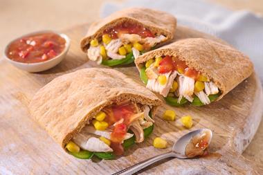 Gluten Free Soft Brown Pittas stuffed with chicken salad