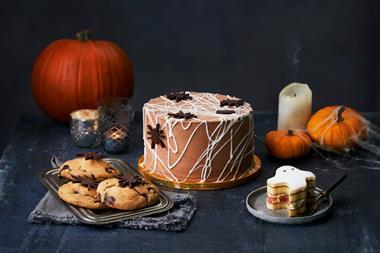 Paul UK Halloween range with Spooky Spider Cake, Creepy-Crawley Cookie and Boo! Halloween Frasier