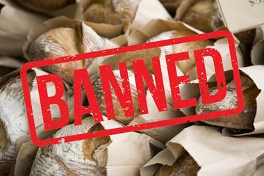 Banned logo over bread