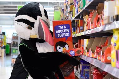 Asda Puffin biscuit bars with Chuffin' Puffin mascot