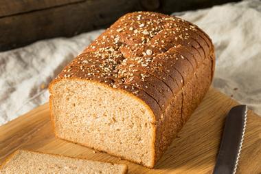 Sliced wholemeal bread on a chopping board
