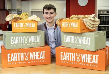 Earth & Wheat - Founder James Eid with boxes of wonky bread products
