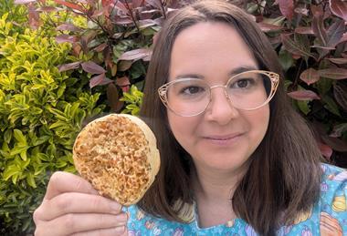 British Baker editor Amy North with a crumpet
