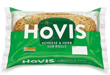 Hovis cheese & herb sub rolls in packaging