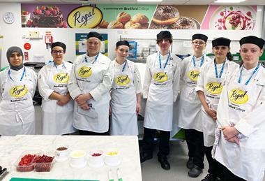 Students of Bradford College wear Regal aprons in the newly upgraded kitchens