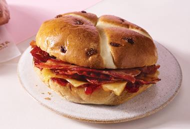 Costa Coffee Bacon, Mature Cheddar and Chilli Jam Hot Cross Bun