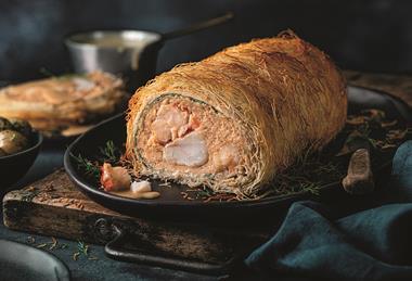 Monkfish, Salmon & Lobster Wellington by Tom £100 1.6kg