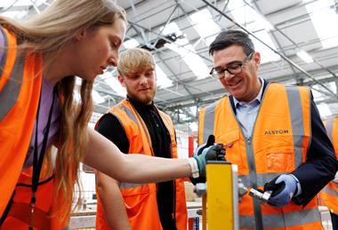 Lauren Hurley  10 Downing Street - Prime minister Andy Burnham meets with apprentices and graduates at Alstom Transport - 2100x1400