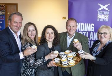 L-R Bako Group CEO Mike Tully, Scottish Bakers CEO Lesley Cameron, Cabinet secretary for Rural Affairs, Land Reform and Islands Mairi Gougeon MSP, former Scottish Bakers president Ian McGhee and, Michelle Phillips