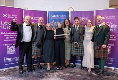 The Harry Gow Bakery team with sponsor Bako and Scottish Bakers CEO Lesley Cameron