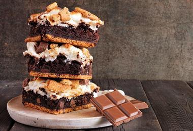 Brownies smothered in marshmallow and crunchy crackers