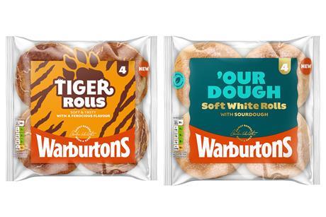 Warburtons tiger and sourdough rolls