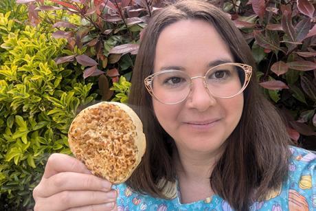 British Baker editor Amy North with a crumpet