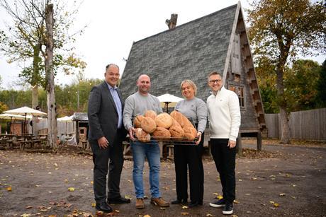 Frontier Development Capital  L-R FDC deputy fund principal Andy Green, Silver Tree Bakery co-founders Kirk Bick and Kirsty Cosgrave, and FDC investment manager Ryan Cartwright stand at the Water Orton site